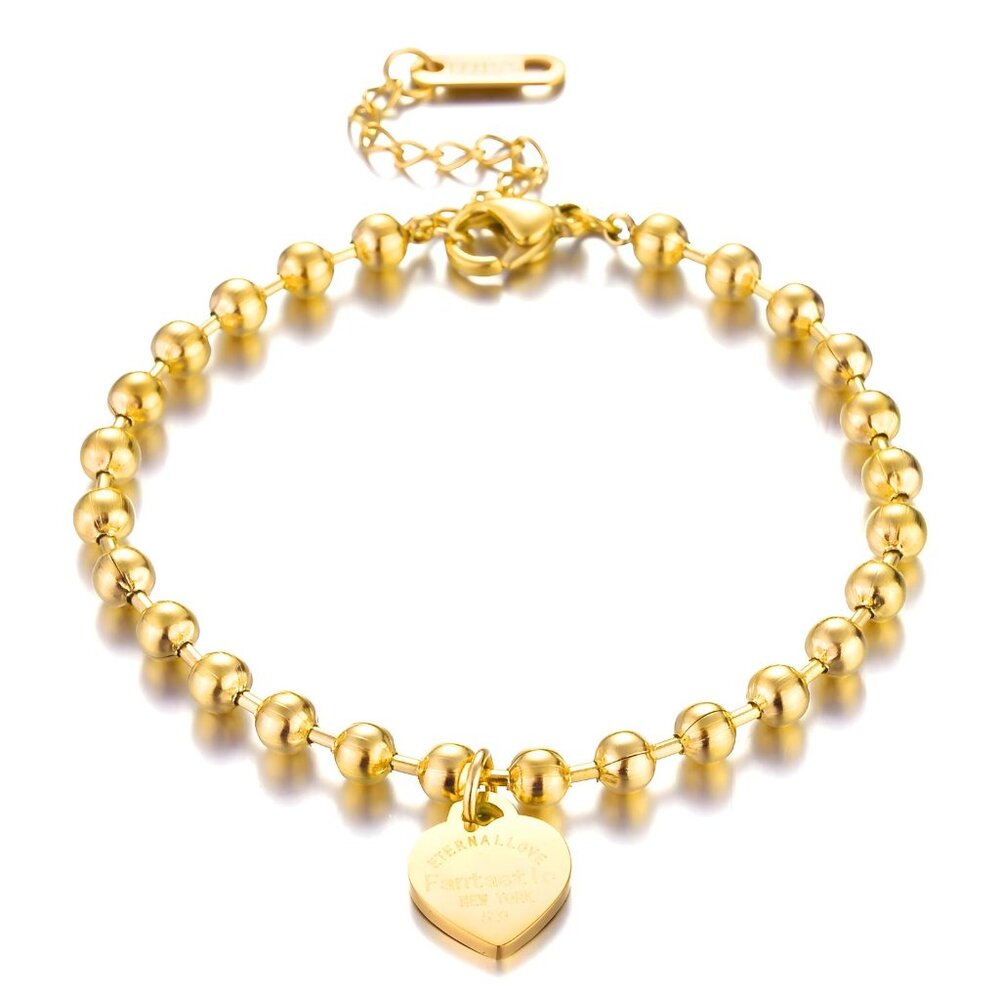 #091 "Hearts" Bracelet, 18K Gold Plated Steel